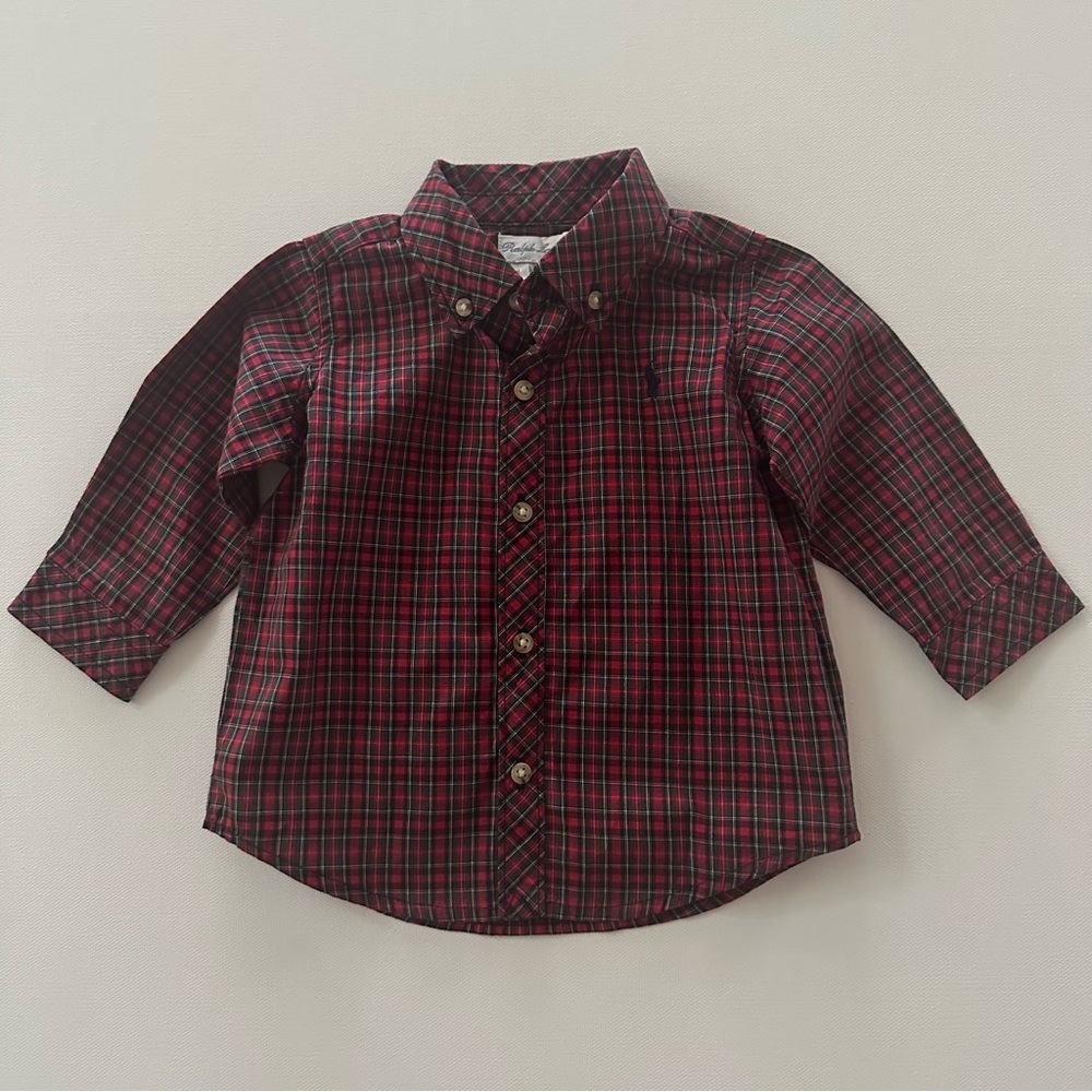 Ralph Lauren 6 Months Baby Boy Red Plaid Shirt Holiday Christmas